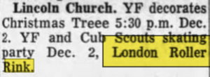London Roller Rink (Sebres Market) - Nov 28 1967 Article